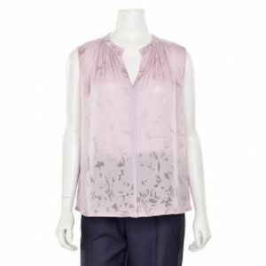 Rebecca Taylor Lavender Silk Blend Floral Sleeveless Blouse Top Size 10
